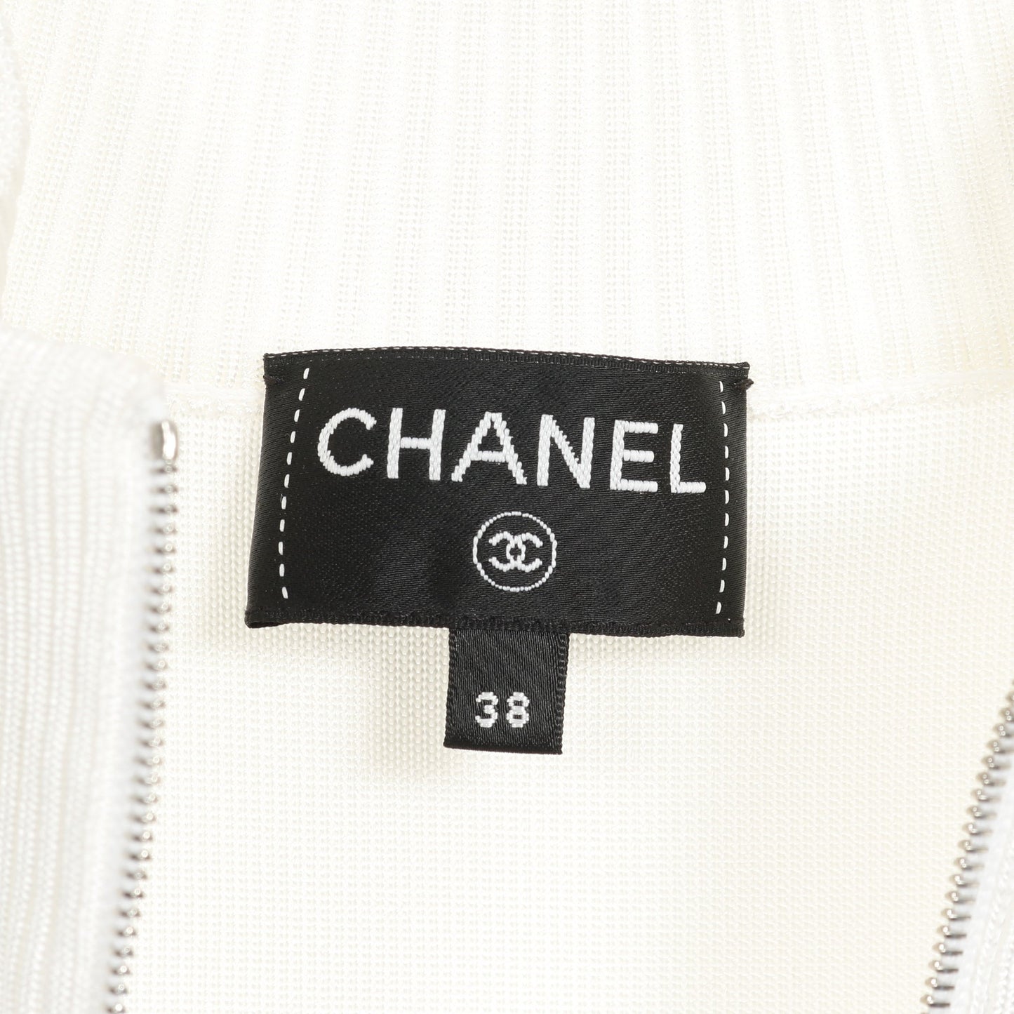 ブルゾン ビーズ スパンコール ロゴワッペン ビスコース オフホワイト マルチカラー 23C シャネル アウター CHANEL