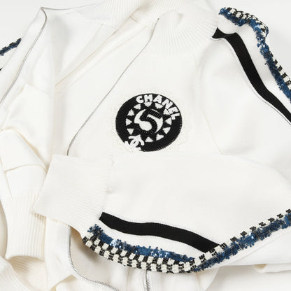ブルゾン ビーズ スパンコール ロゴワッペン ビスコース オフホワイト マルチカラー 23C シャネル アウター CHANEL