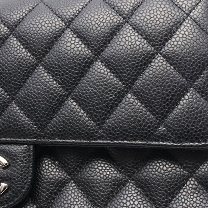 マトラッセ Wフラップ Wチェーンショルダーバッグ キャビアスキン ブラック シルバー金具 シャネル バッグ CHANEL