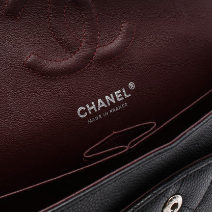 マトラッセ Wフラップ Wチェーンショルダーバッグ キャビアスキン ブラック シルバー金具 シャネル バッグ CHANEL