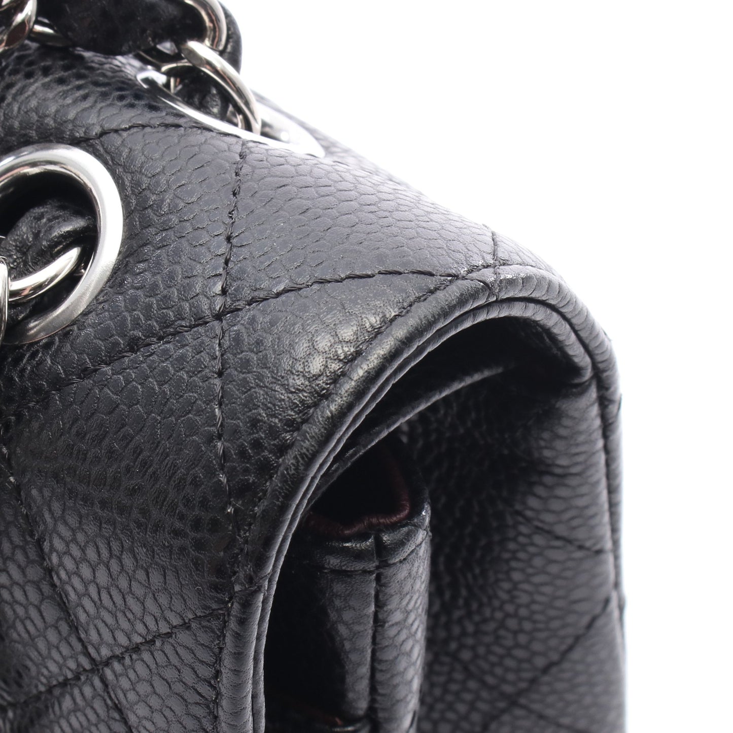 マトラッセ Wフラップ Wチェーンショルダーバッグ キャビアスキン ブラック シルバー金具 シャネル バッグ CHANEL