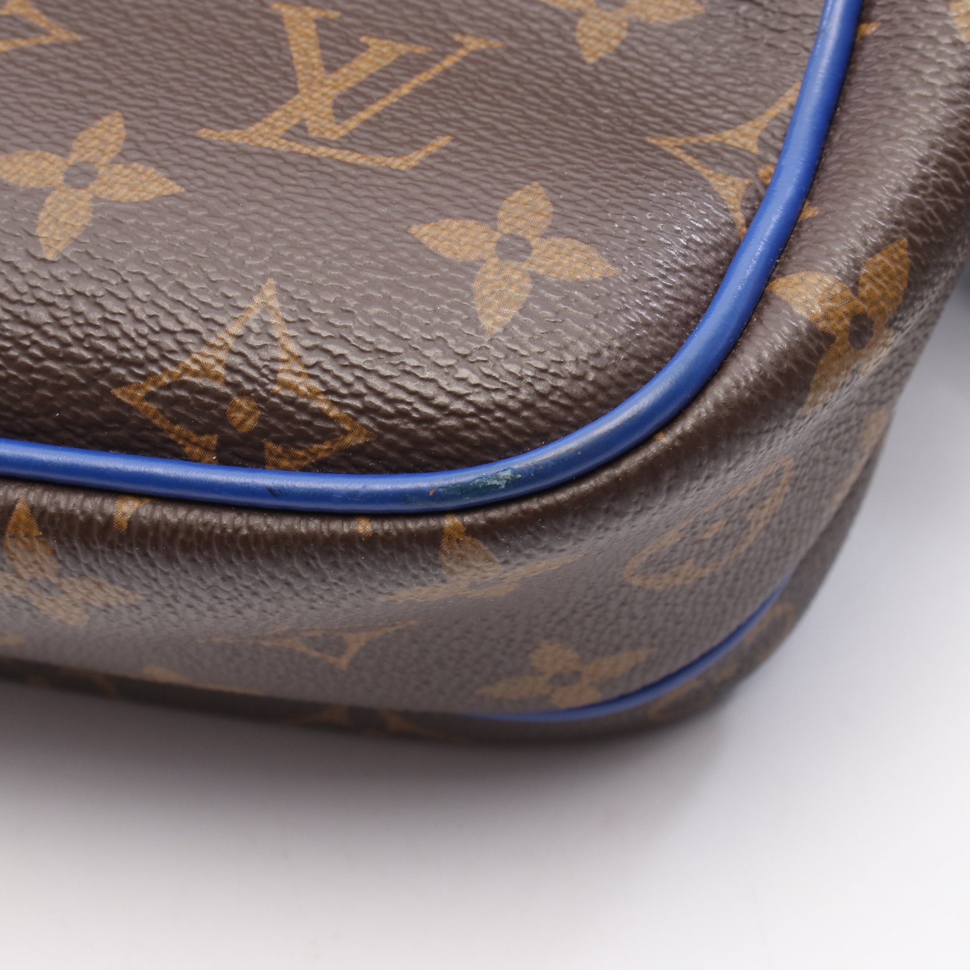 Sロック メッセンジャー モノグラムマカサー ハンドバッグ PVC レザー ブラウン ブルー 2WAY ルイヴィトン バッグ LOUIS VUITTON