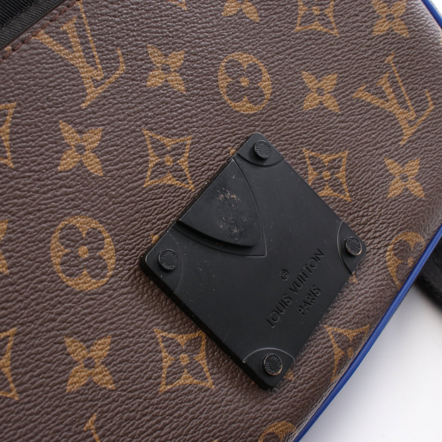 Sロック メッセンジャー モノグラムマカサー ハンドバッグ PVC レザー ブラウン ブルー 2WAY ルイヴィトン バッグ LOUIS VUITTON