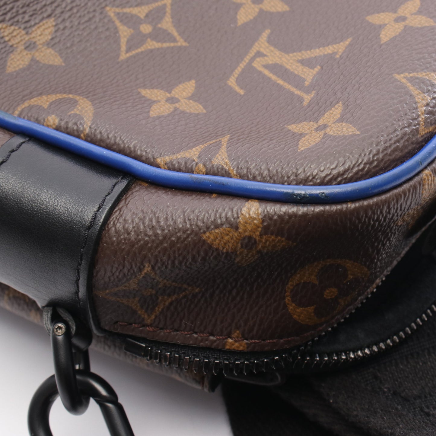 Sロック メッセンジャー モノグラムマカサー ハンドバッグ PVC レザー ブラウン ブルー 2WAY ルイヴィトン バッグ LOUIS VUITTON
