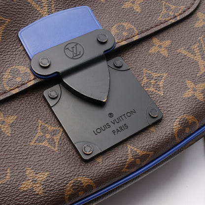 Sロック メッセンジャー モノグラムマカサー ハンドバッグ PVC レザー ブラウン ブルー 2WAY ルイヴィトン バッグ LOUIS VUITTON