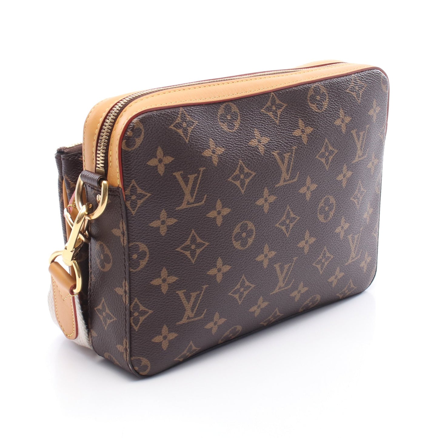 LOUIS VUITTON × NIGO トリオ メッセンジャー モノグラムストライプ LVスクエアード ショルダーバッグ PVC レザー ブラウン ルイヴィトン バッグ LOUIS VUITTON