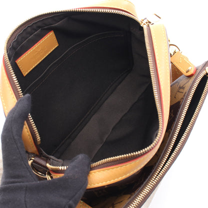 LOUIS VUITTON × NIGO トリオ メッセンジャー モノグラムストライプ LVスクエアード ショルダーバッグ PVC レザー ブラウン ルイヴィトン バッグ LOUIS VUITTON