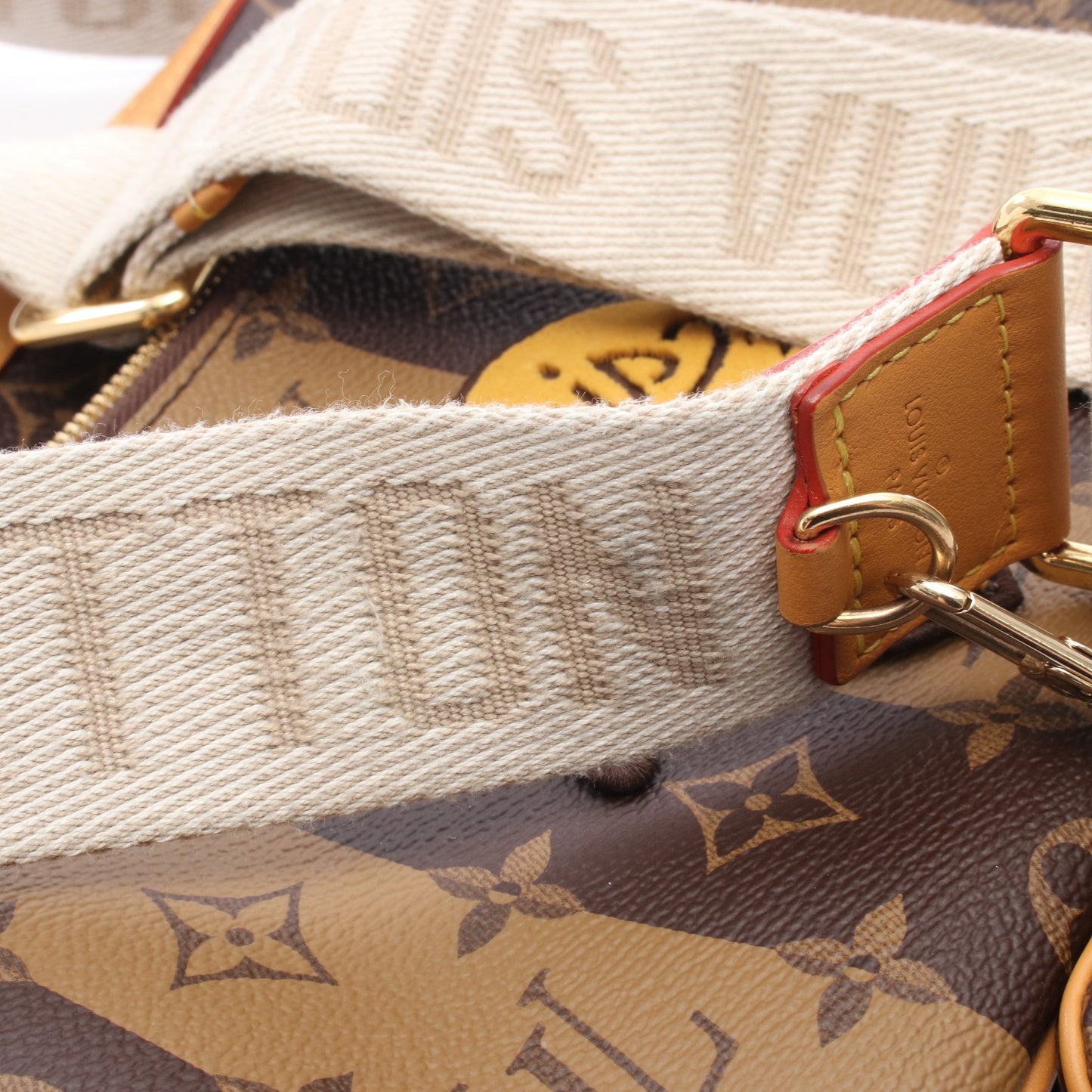 LOUIS VUITTON × NIGO トリオ メッセンジャー モノグラムストライプ LVスクエアード ショルダーバッグ PVC レザー ブラウン ルイヴィトン バッグ LOUIS VUITTON