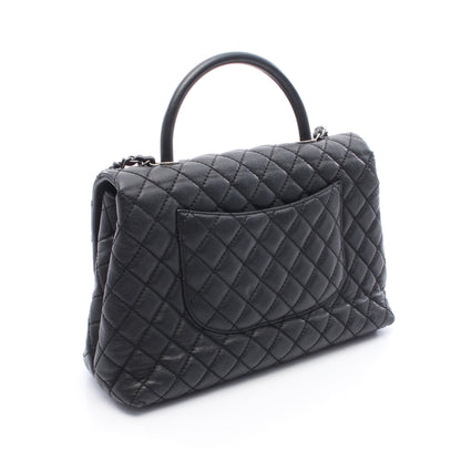 マトラッセ ココハンドル ハンドバッグ キャビアスキン ブラック アンティークシルバー金具 2WAY シャネル バッグ CHANEL