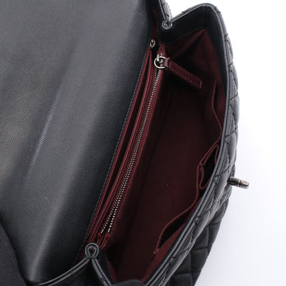 マトラッセ ココハンドル ハンドバッグ キャビアスキン ブラック アンティークシルバー金具 2WAY シャネル バッグ CHANEL
