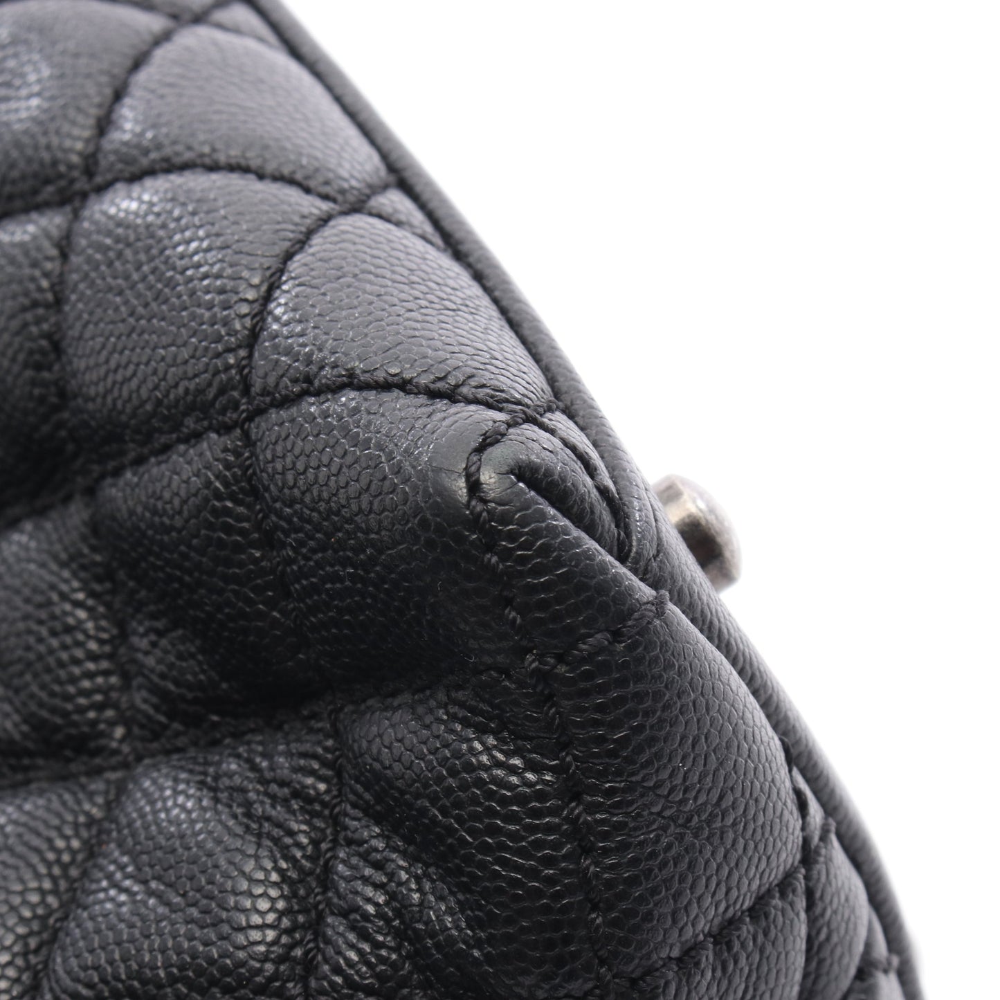 マトラッセ ココハンドル ハンドバッグ キャビアスキン ブラック アンティークシルバー金具 2WAY シャネル バッグ CHANEL