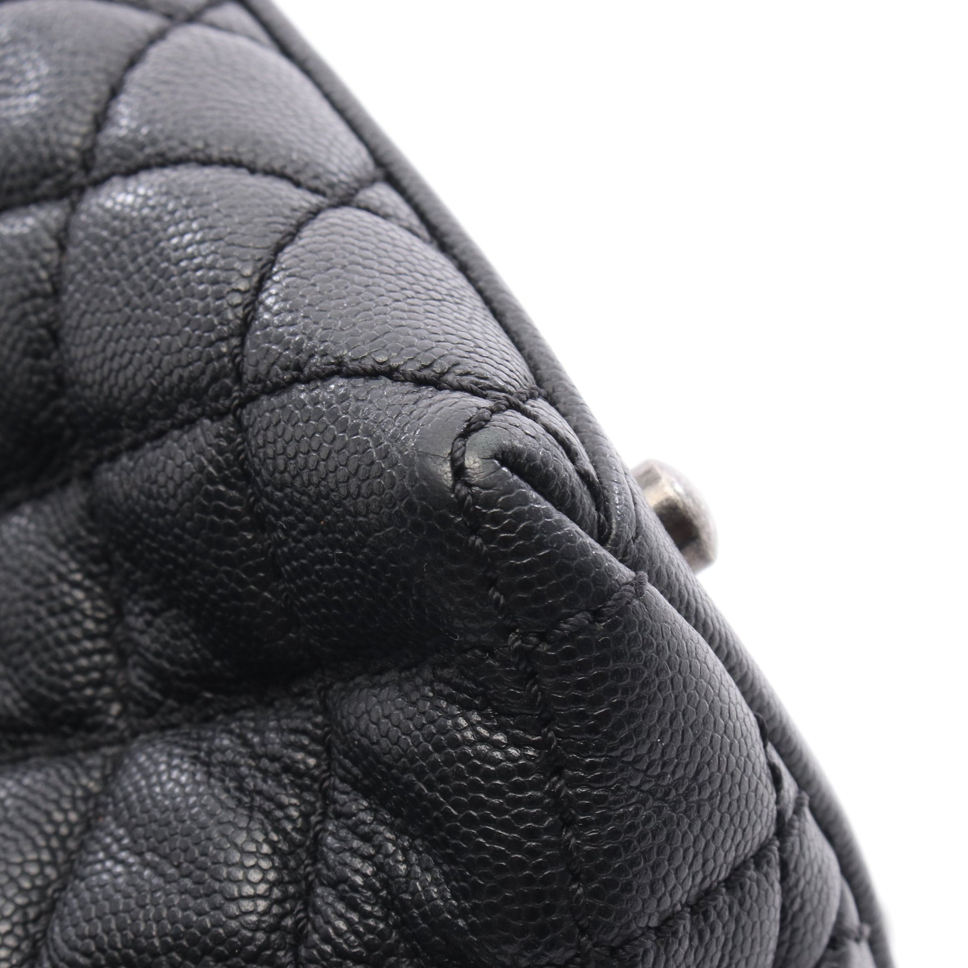 マトラッセ ココハンドル ハンドバッグ キャビアスキン ブラック アンティークシルバー金具 2WAY シャネル バッグ CHANEL