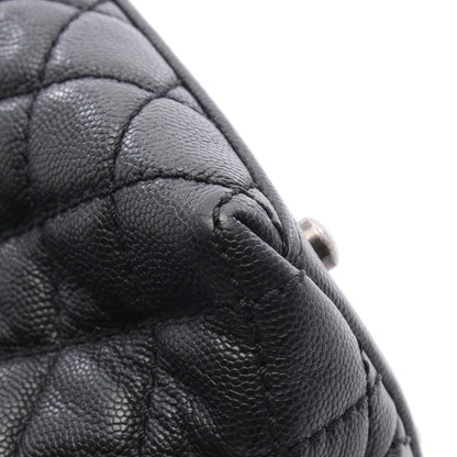 マトラッセ ココハンドル ハンドバッグ キャビアスキン ブラック アンティークシルバー金具 2WAY シャネル バッグ CHANEL