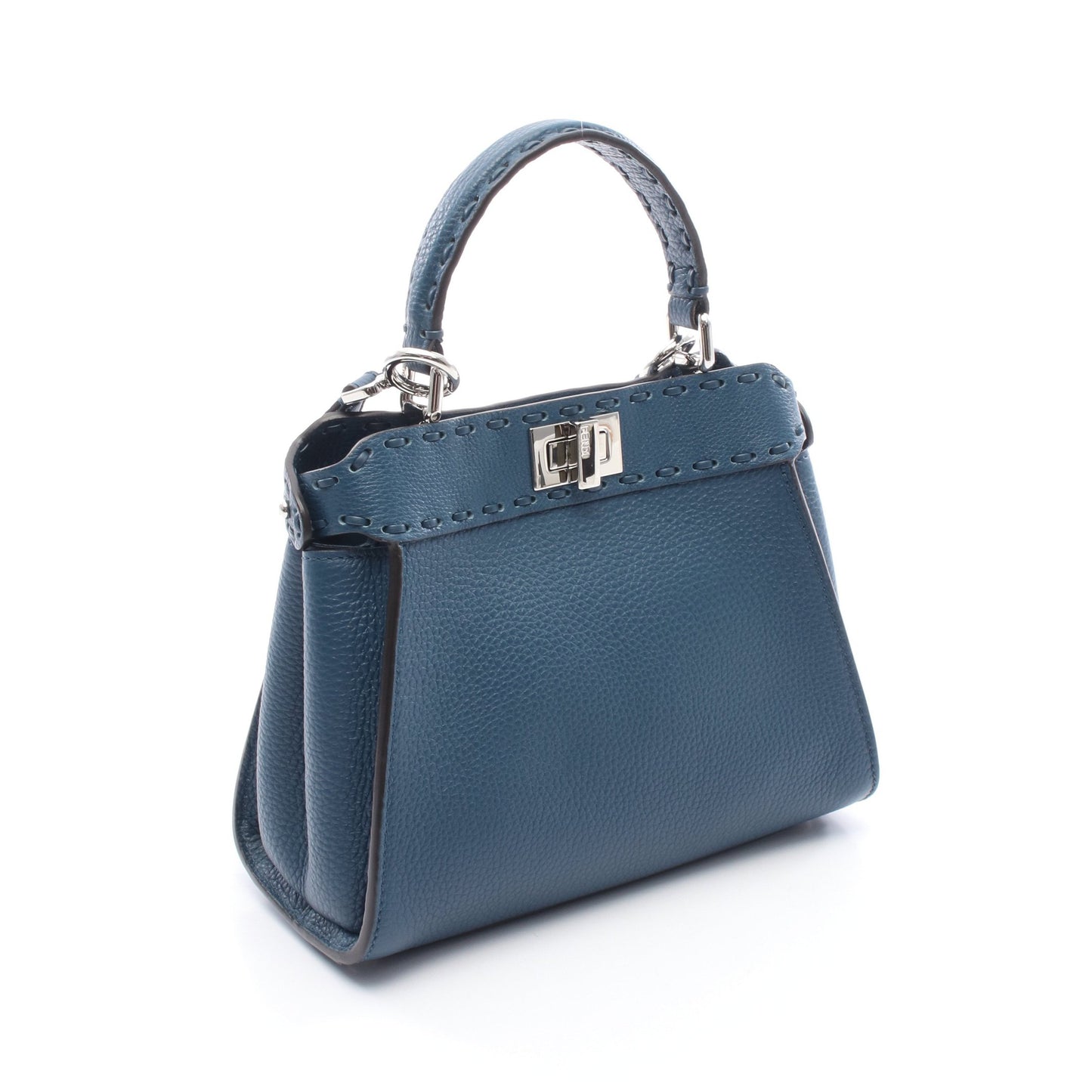 ミニピーカブー ハンドバッグ レザー ブルー 2WAY フェンディ バッグ FENDI