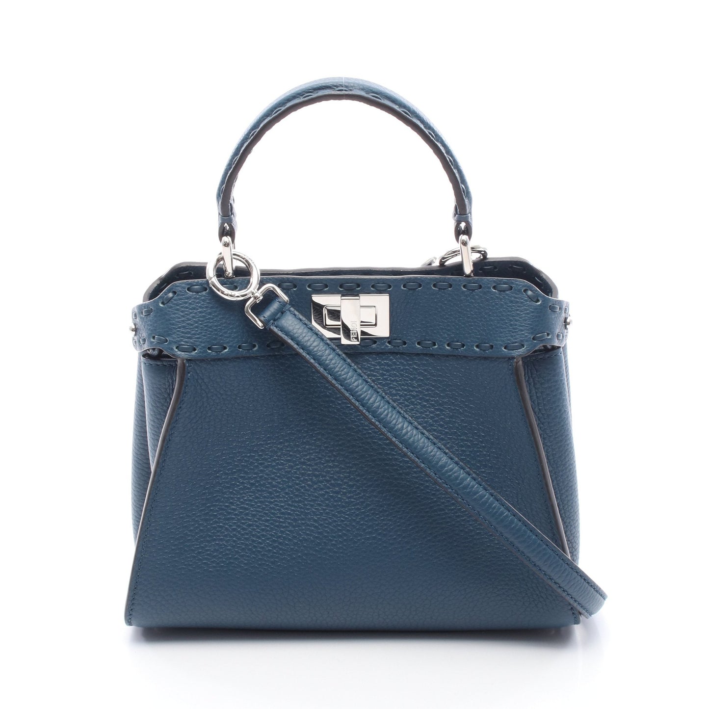 ミニピーカブー ハンドバッグ レザー ブルー 2WAY フェンディ バッグ FENDI