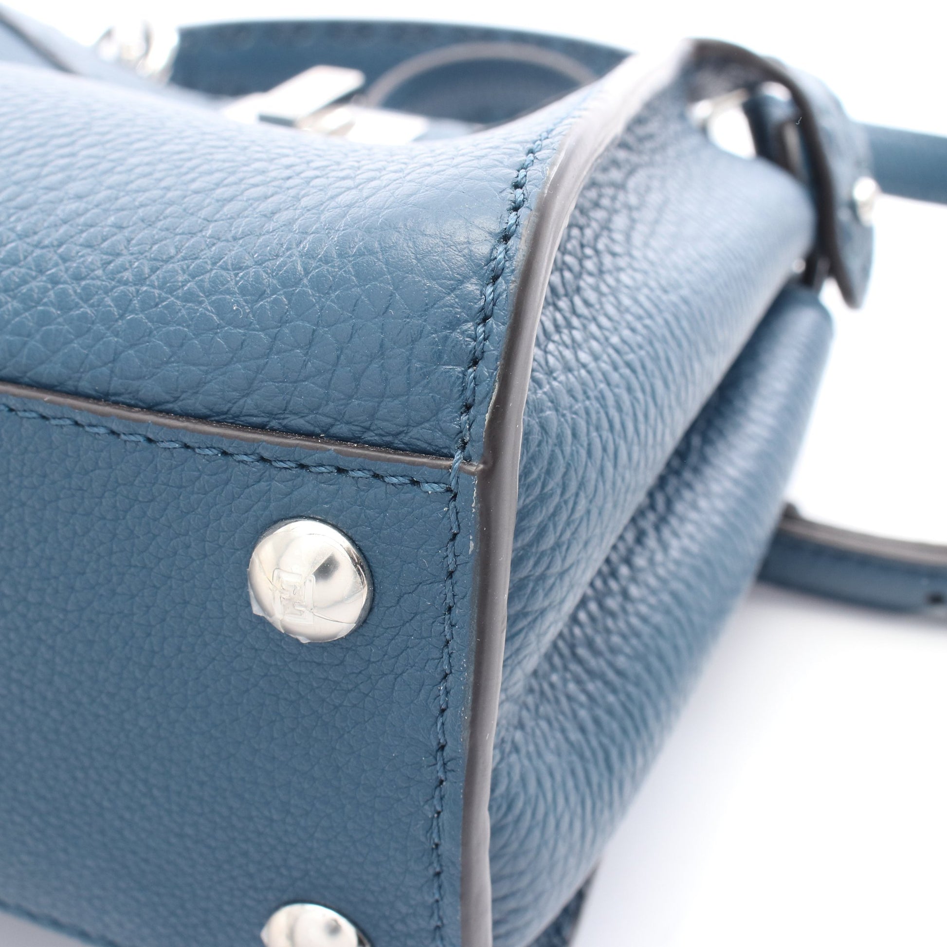 ミニピーカブー ハンドバッグ レザー ブルー 2WAY フェンディ バッグ FENDI