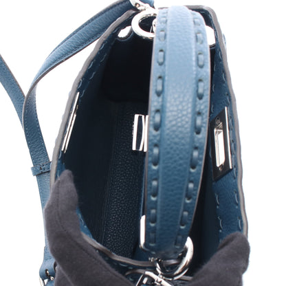 ミニピーカブー ハンドバッグ レザー ブルー 2WAY フェンディ バッグ FENDI