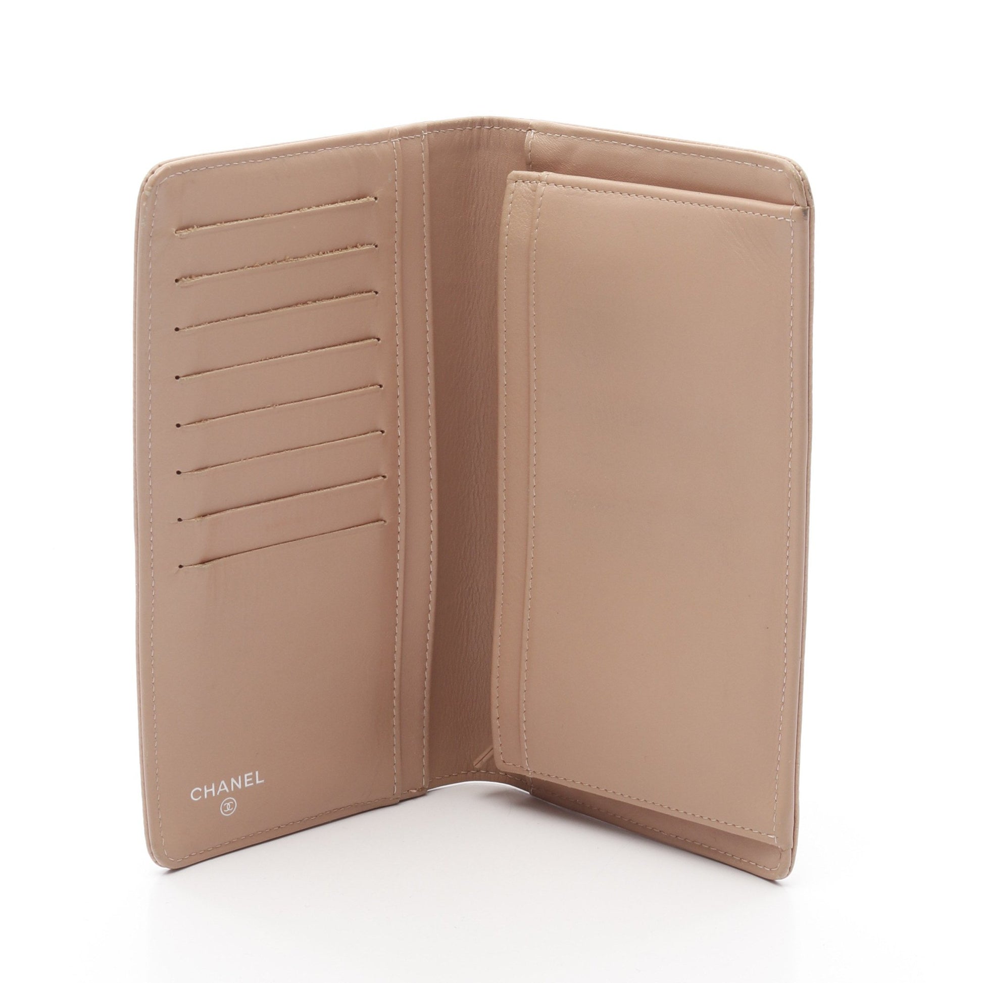 ココマーク 二つ折り長財布 キャビアスキン ピンクベージュ シルバー  