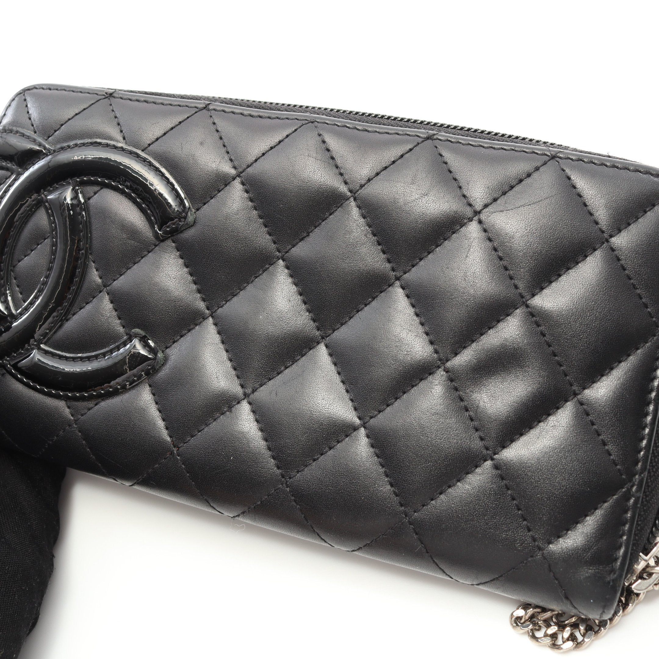 CHANEL シャネル カンボンライン ラウンドファスナー 黒 ブラック 長財布