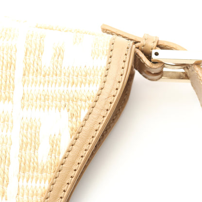マンマバケット ハンドバッグ ラフィア レザー ホワイト ベージュ フェンディ バッグ FENDI