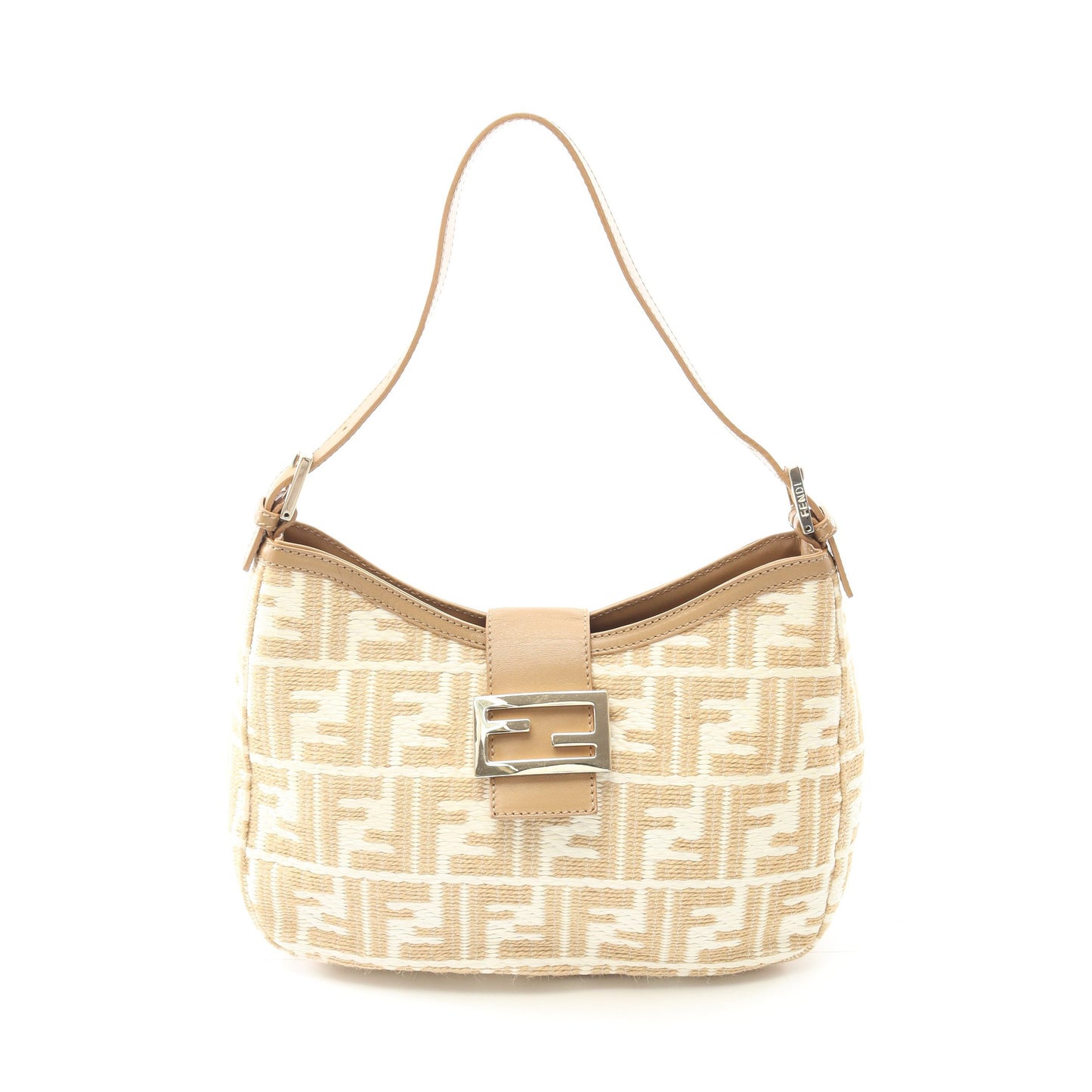 マンマバケット ハンドバッグ ラフィア レザー ホワイト ベージュ フェンディ バッグ FENDI