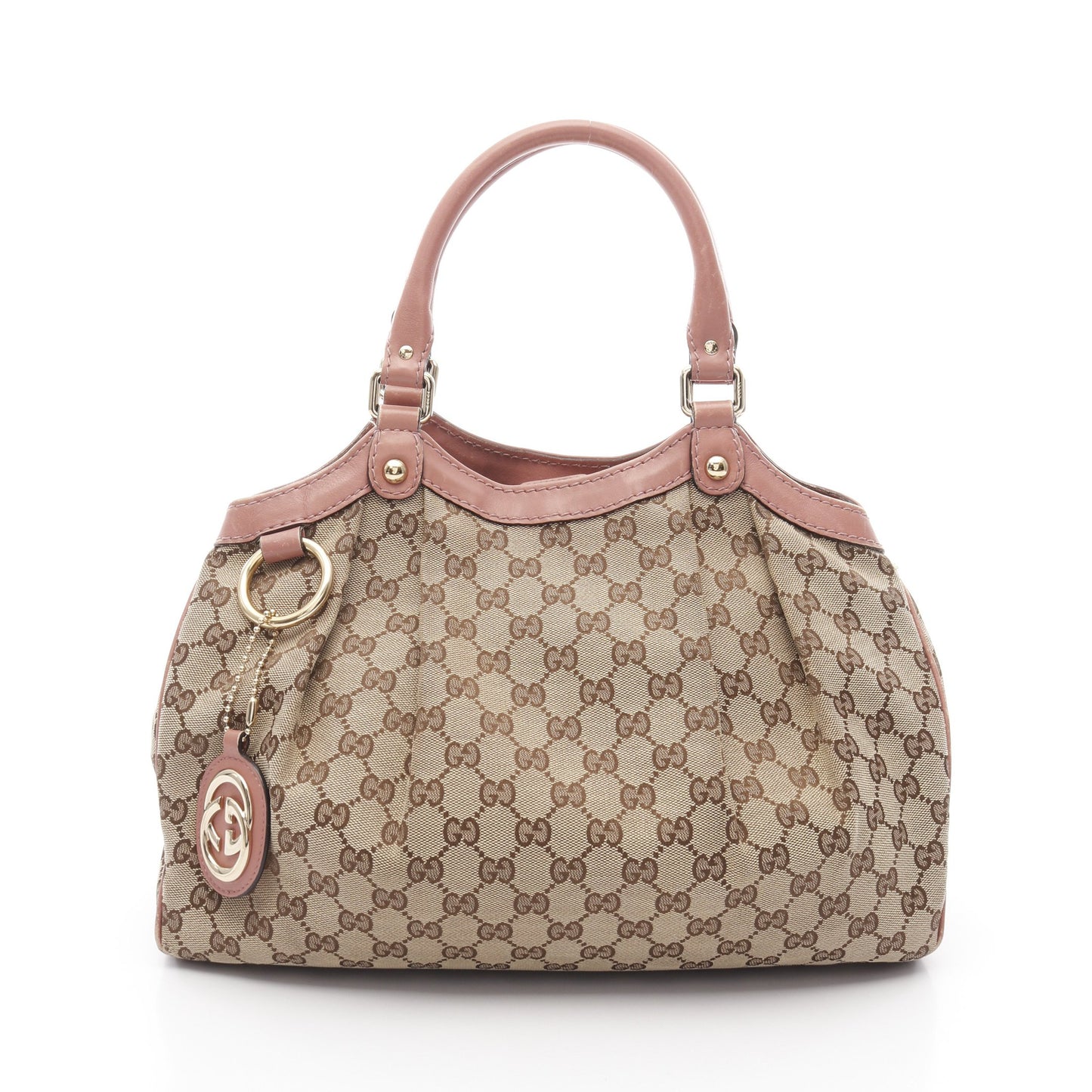 スーキー GGキャンバス ハンドバッグ キャンバス レザー ベージュ ブラウン ピンク グッチ バッグ GUCCI