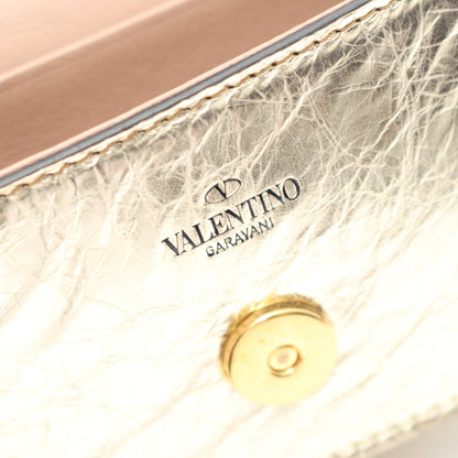 Vロゴ チェーンショルダーバッグ レザー ゴールド キーリング付き ヴァレンティノ バッグ VALENTINO