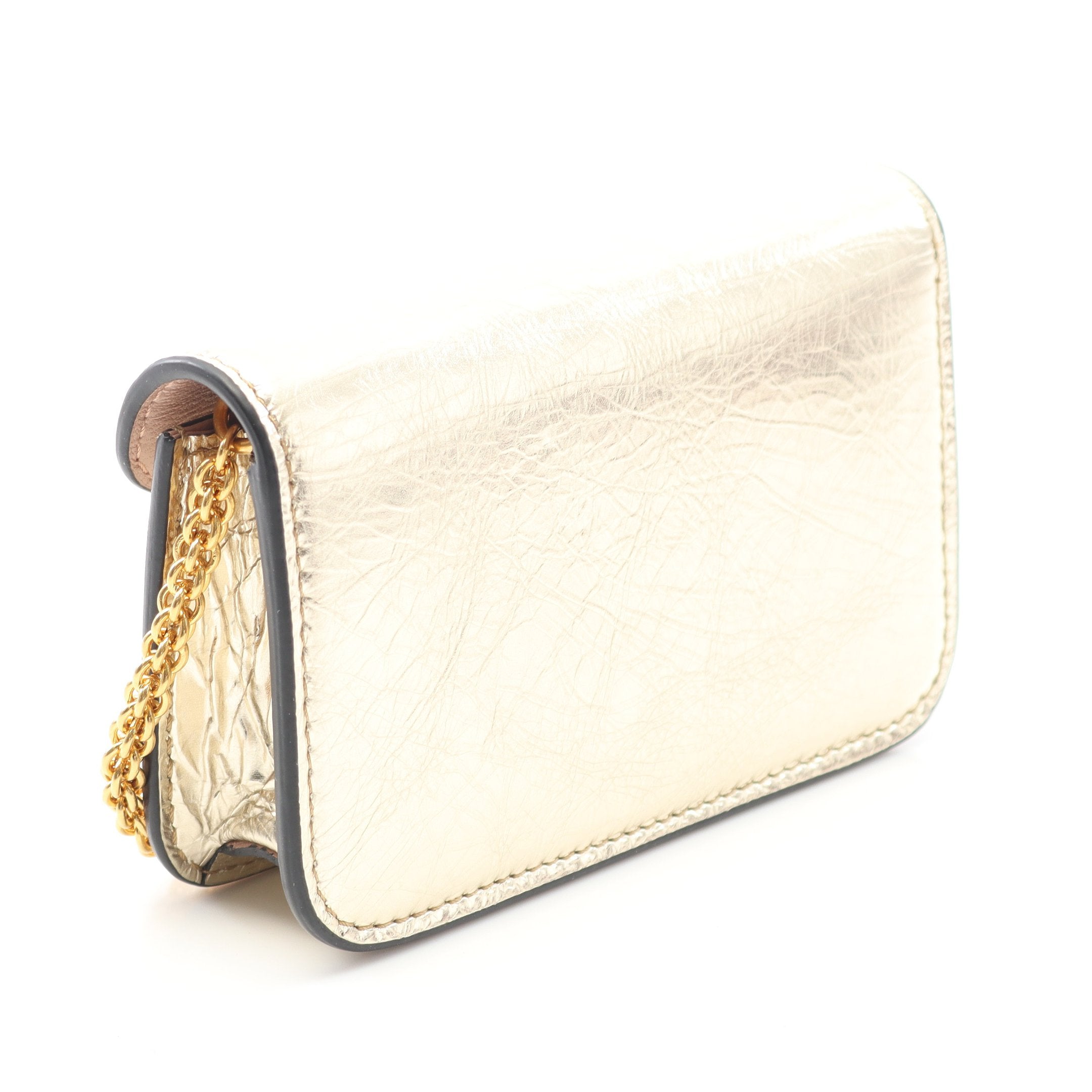 専用です　ヴァレンティノホワイトレザー ゴールドロゴ チェーンショルダーバッグ Valentino Garavani ロコ レザーショルダーバッグ | ホワイト