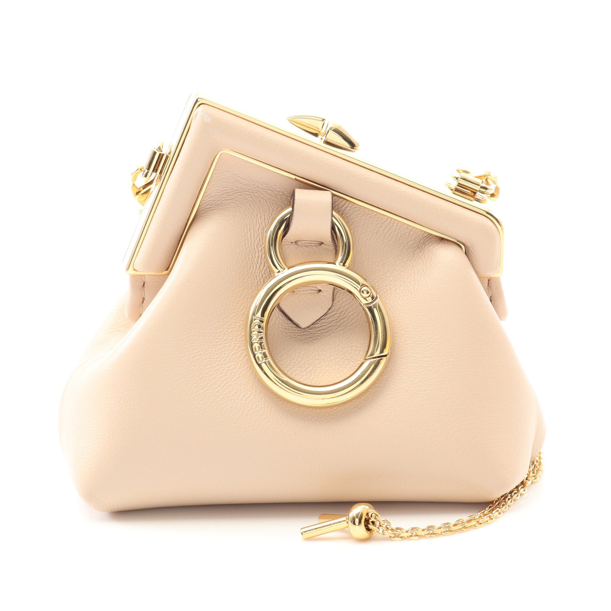 ナノ チェーンショルダーバッグ レザー ピンクベージュ フェンディ バッグ FENDI