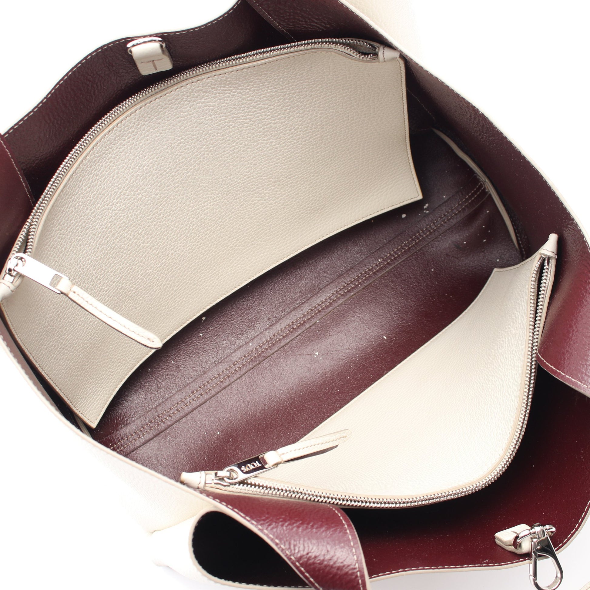 Tタイムレス ハンドバッグ トートバッグ レザー ホワイト トッズ バッグ TOD'S