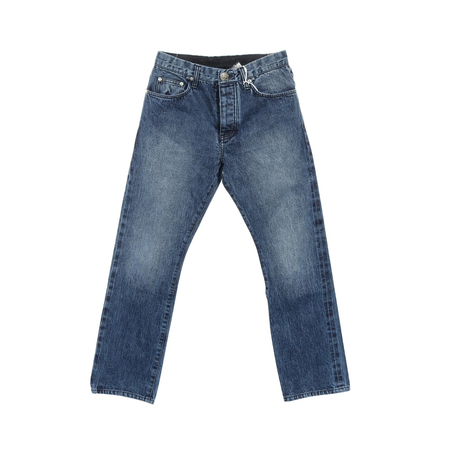 JEAN STRTLG FBRC CHクロス ホースシューボタン デニムパンツ コットン ブルー クロムハーツ ボトムス Chrome Hearts