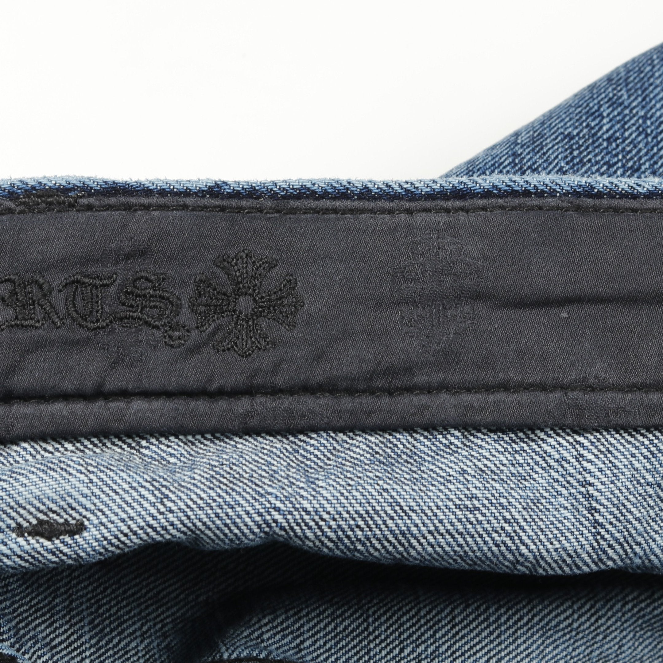 JEAN STRTLG FBRC CHクロス ホースシューボタン デニムパンツ コットン