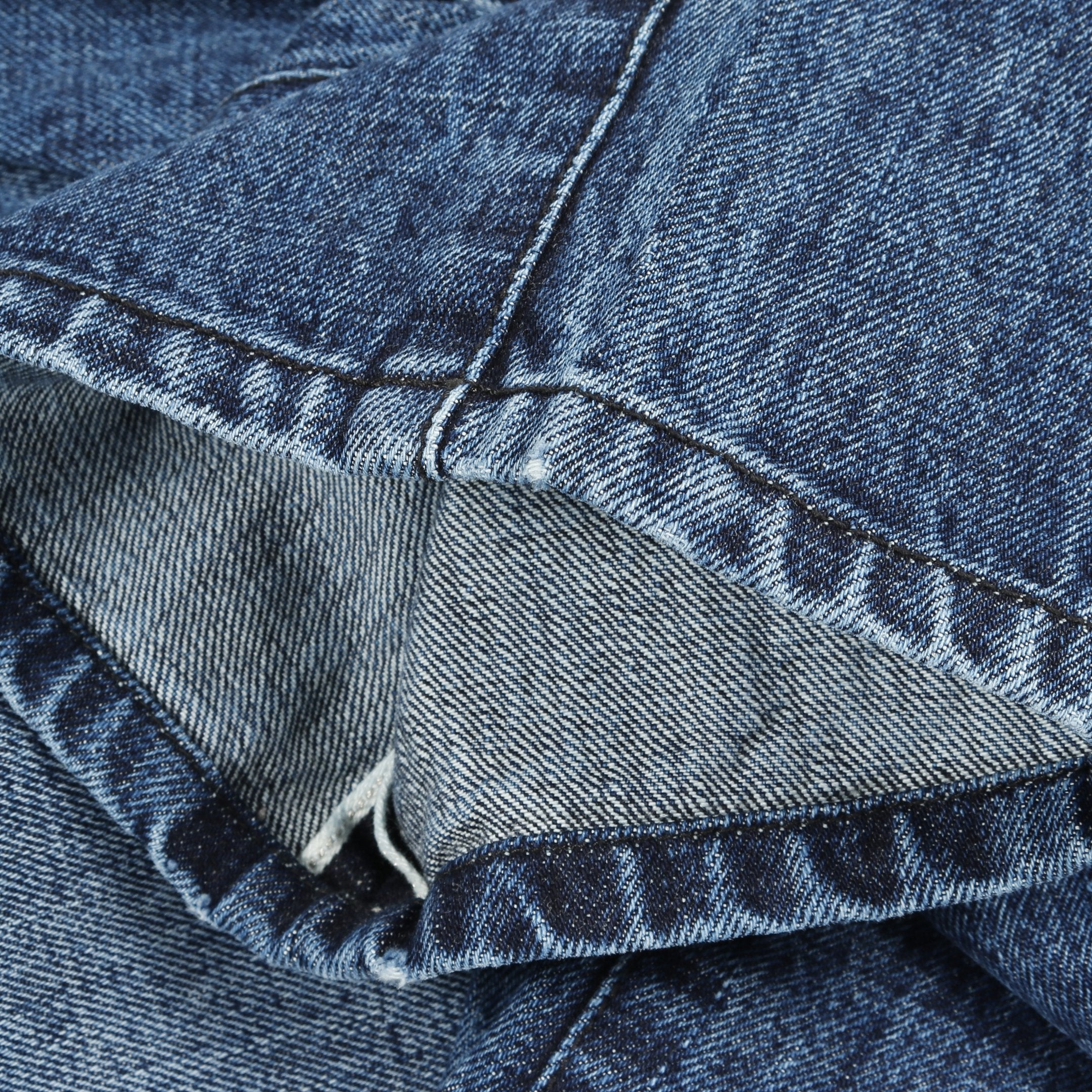 JEAN STRTLG FBRC CHクロス ホースシューボタン デニムパンツ コットン