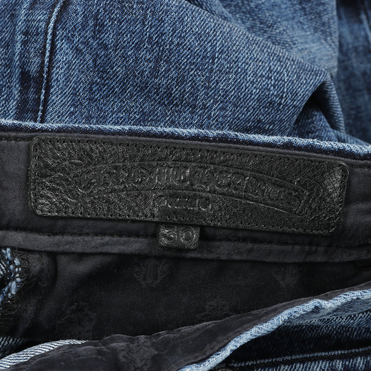 JEAN STRTLG FBRC CHクロス ホースシューボタン デニムパンツ コットン ブルー クロムハーツ ボトムス Chrome Hearts