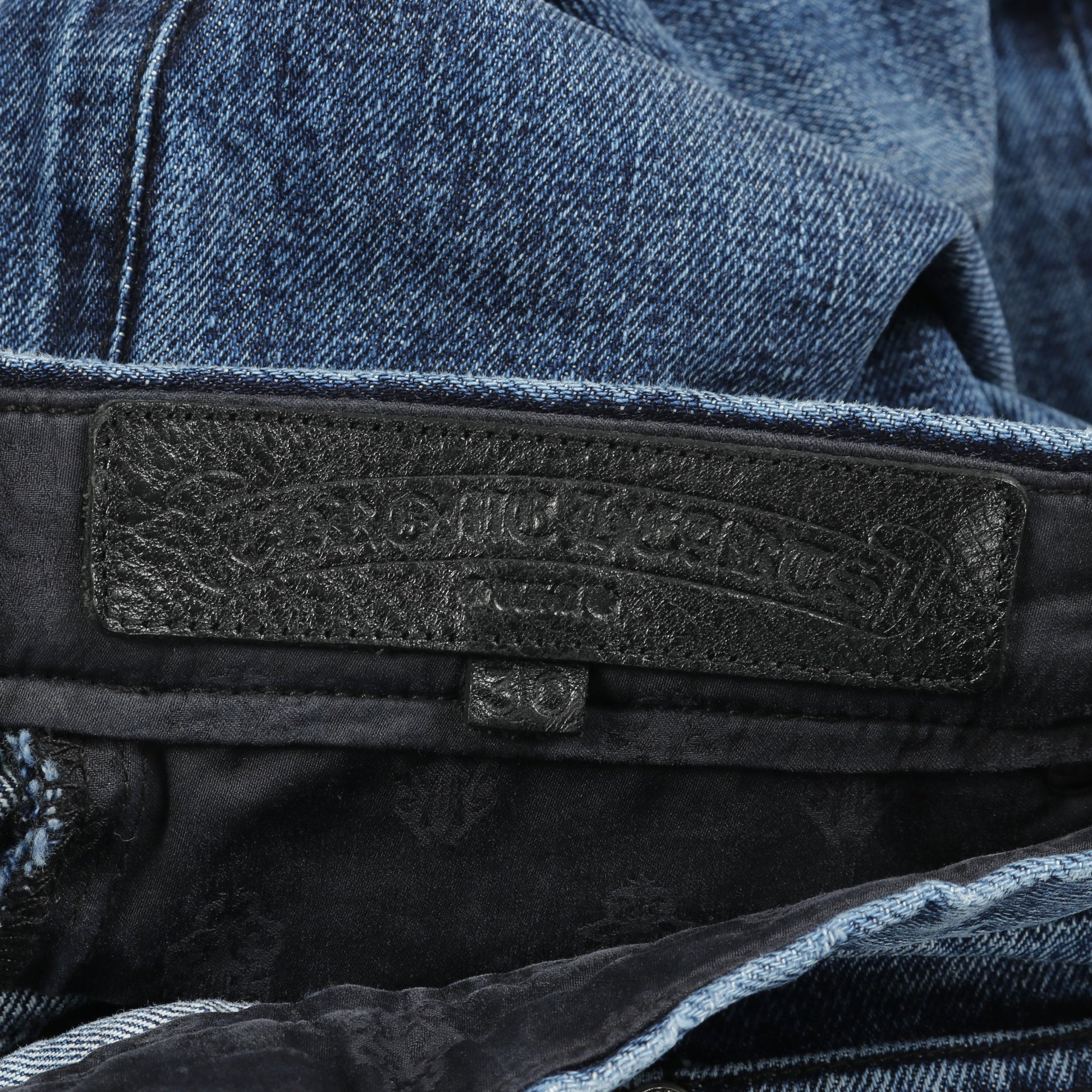 JEAN STRTLG FBRC CHクロス ホースシューボタン デニムパンツ コットン ブルー クロムハーツ ボトムス Chrome Hearts
