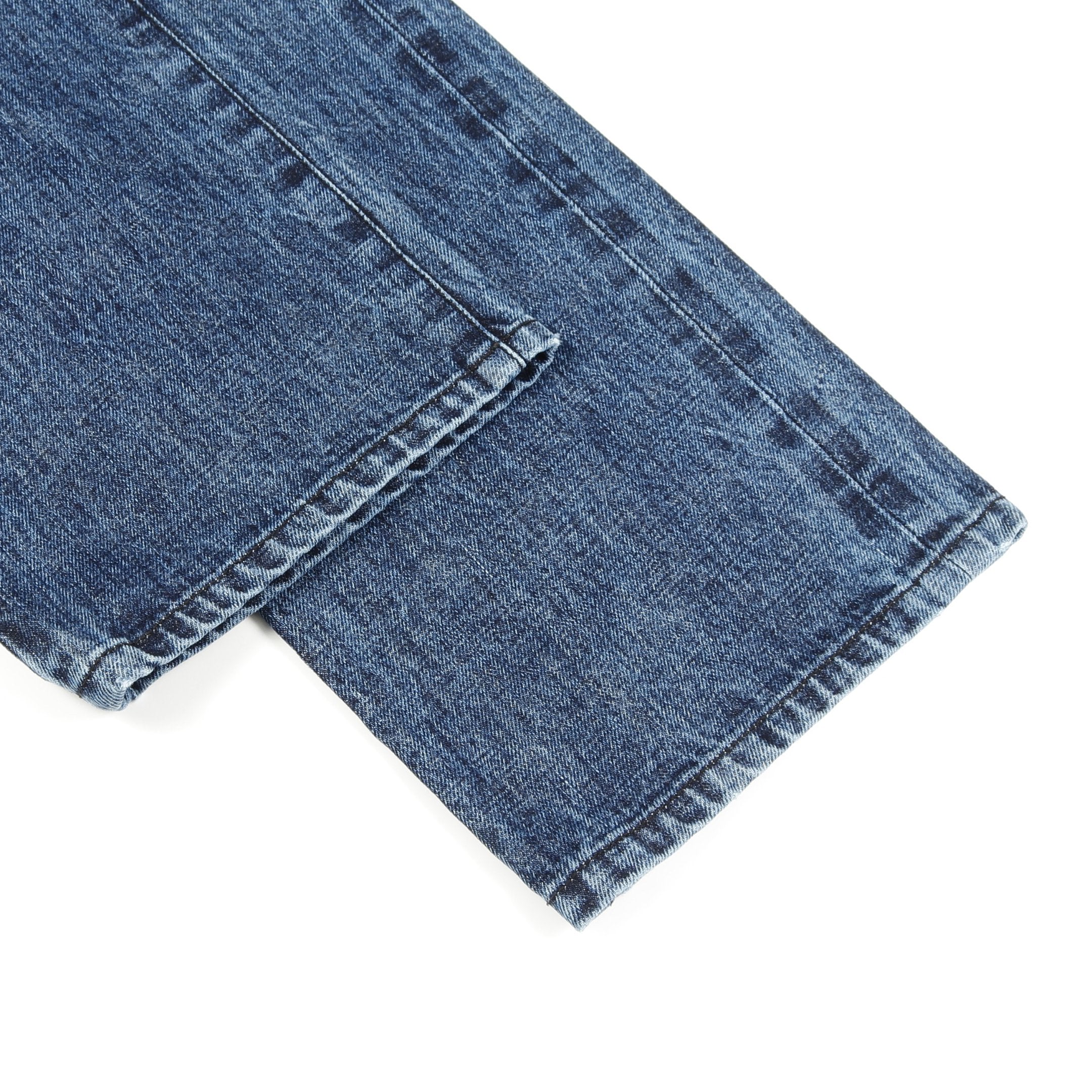 JEAN STRTLG FBRC CHクロス ホースシューボタン デニムパンツ コットン