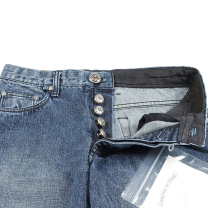 JEAN STRTLG FBRC CHクロス ホースシューボタン デニムパンツ コットン ブルー クロムハーツ ボトムス Chrome Hearts