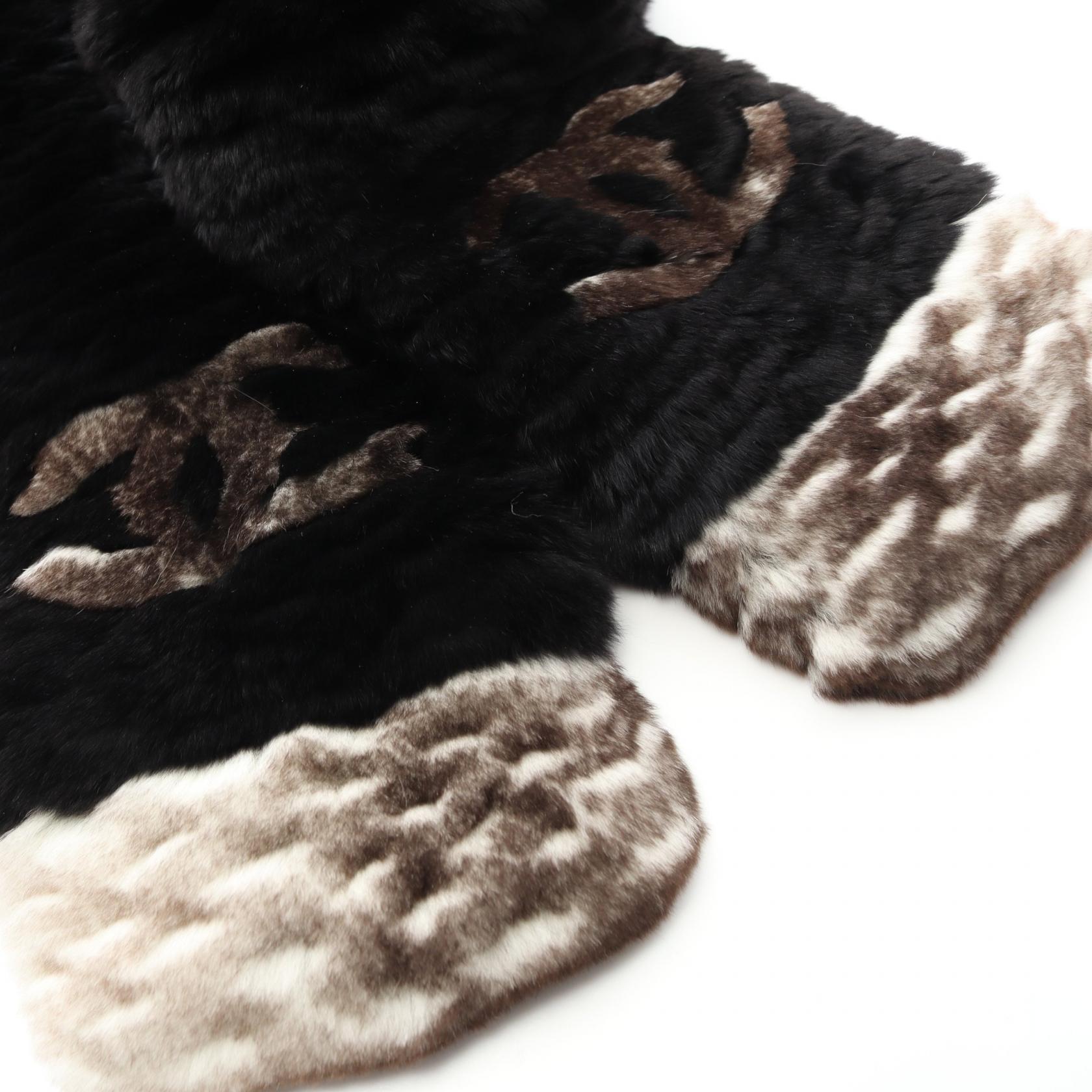 新品同様 シャネル ココマーク オリラグ ファー マフラー ラビット