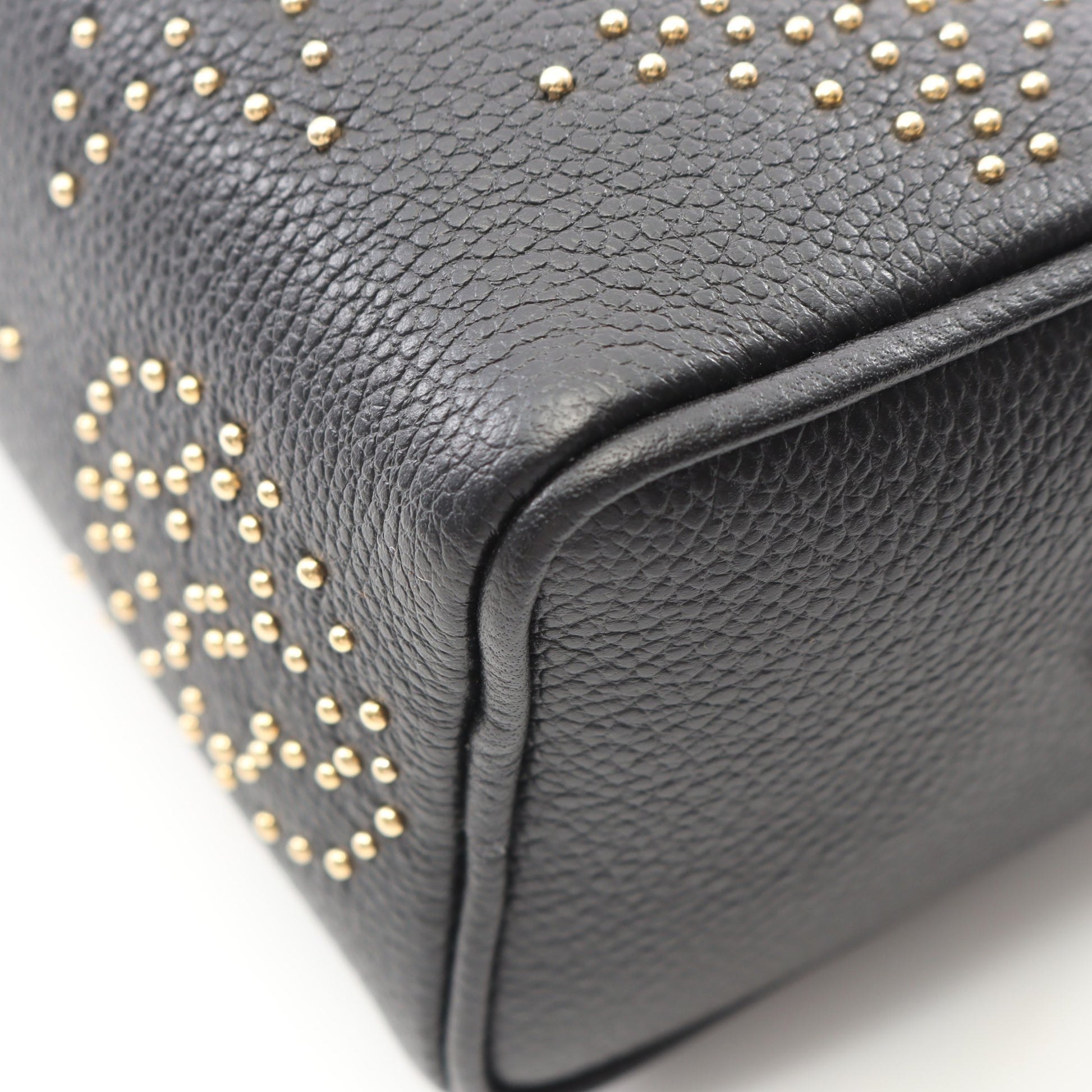 ナノ スピーディ スタッズ モノグラムアンプラント ハンドバッグ レザー ブラック 2WAY ルイヴィトン バッグ LOUIS VUITTON
