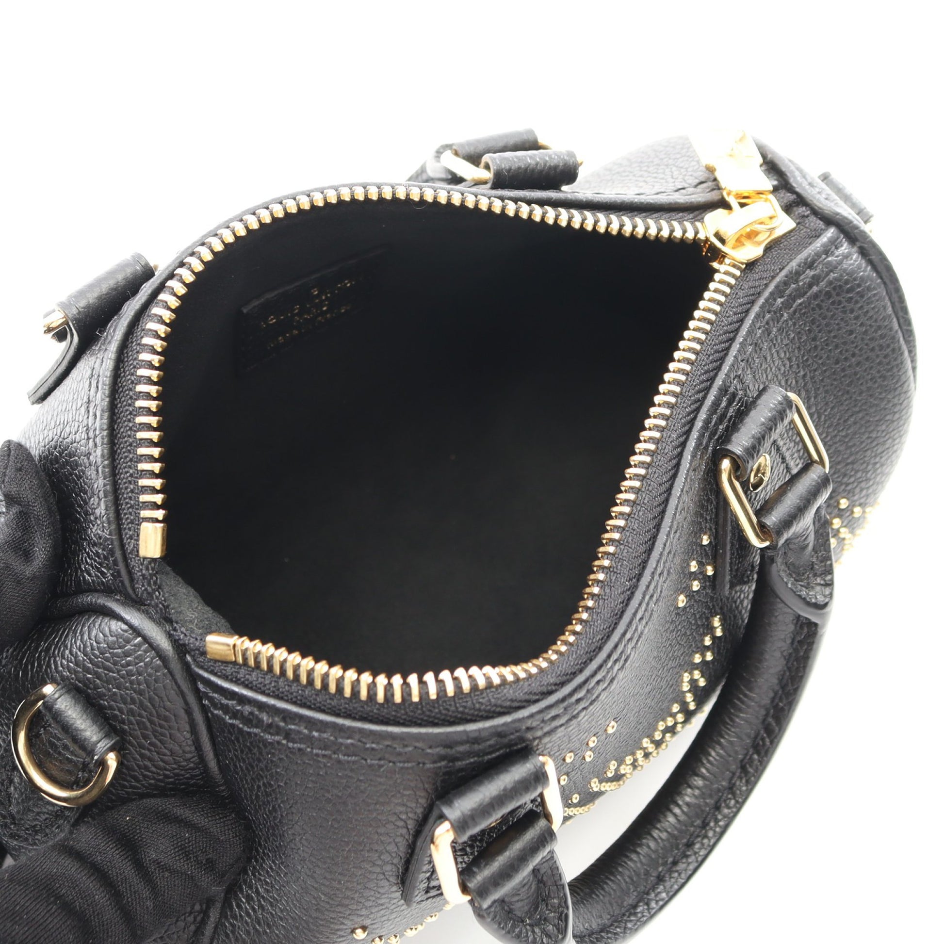 ナノ スピーディ スタッズ モノグラムアンプラント ハンドバッグ レザー ブラック 2WAY ルイヴィトン バッグ LOUIS VUITTON