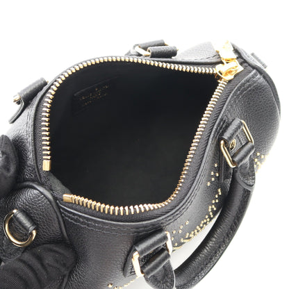 ナノ スピーディ スタッズ モノグラムアンプラント ハンドバッグ レザー ブラック 2WAY ルイヴィトン バッグ LOUIS VUITTON
