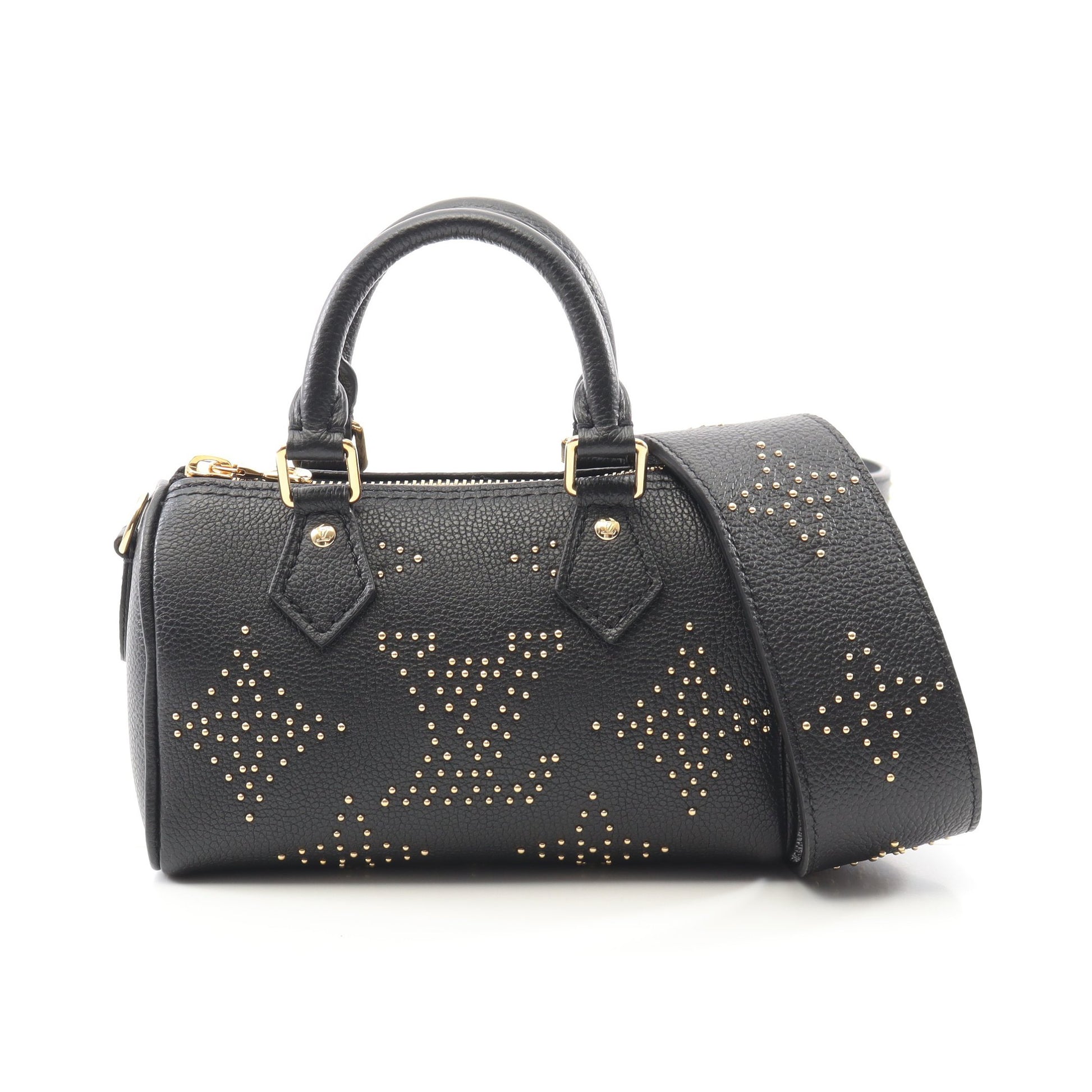 ナノ スピーディ スタッズ モノグラムアンプラント ハンドバッグ レザー ブラック 2WAY ルイヴィトン バッグ LOUIS VUITTON