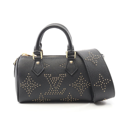 ナノ スピーディ スタッズ モノグラムアンプラント ハンドバッグ レザー ブラック 2WAY ルイヴィトン バッグ LOUIS VUITTON