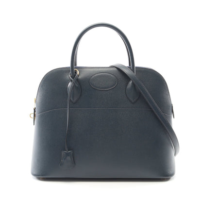 ボリード35 ブルーインディゴ ハンドバッグ クシュベル ネイビー ゴールド金具 □B刻印 エルメス バッグ HERMES