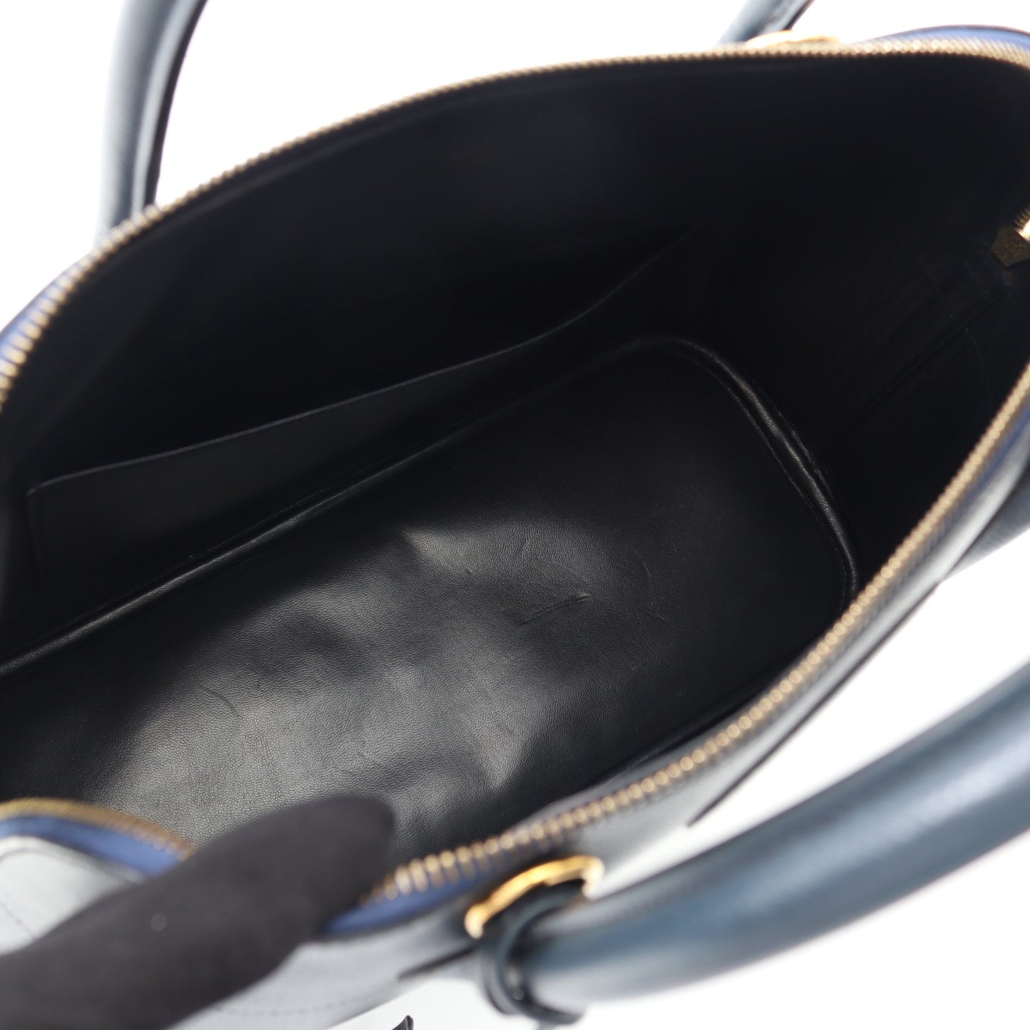 ボリード35 ブルーインディゴ ハンドバッグ クシュベル ネイビー ゴールド金具 □B刻印 エルメス バッグ HERMES