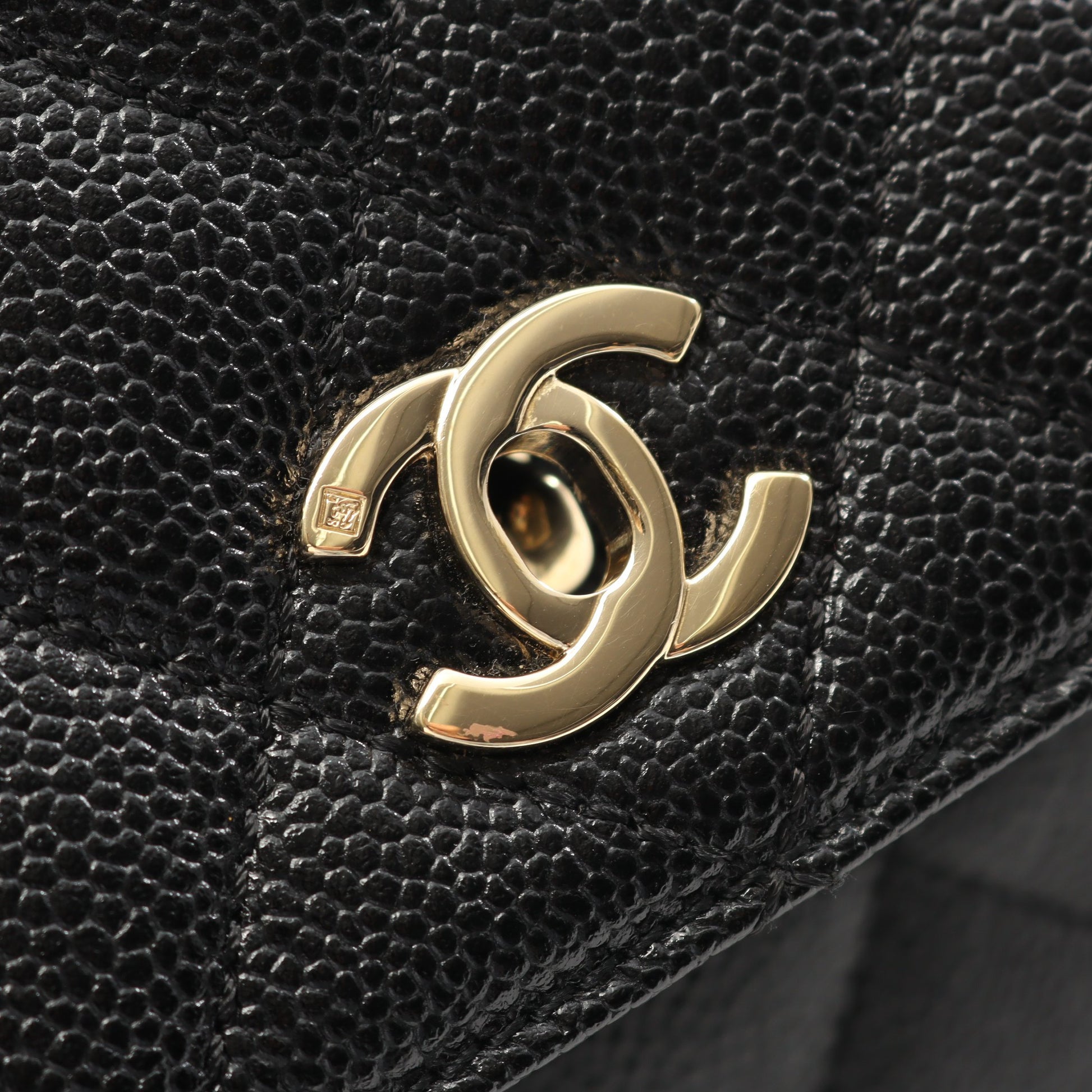 マトラッセ ハンドバッグ キャビアスキン ブラック ゴールド金具 シャネル バッグ CHANEL