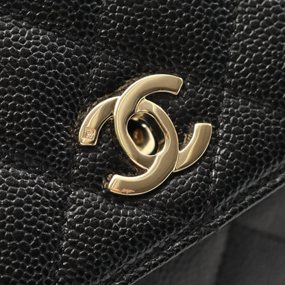 マトラッセ ハンドバッグ キャビアスキン ブラック ゴールド金具 シャネル バッグ CHANEL