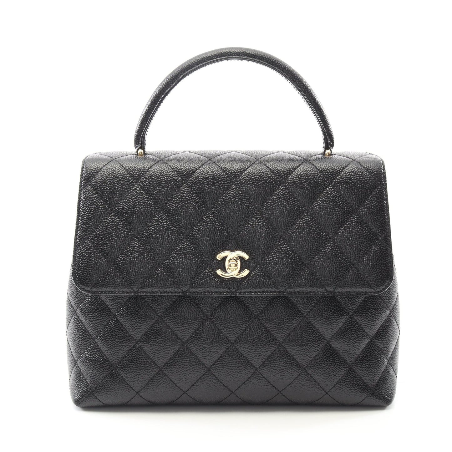 マトラッセ ハンドバッグ キャビアスキン ブラック ゴールド金具 シャネル バッグ CHANEL