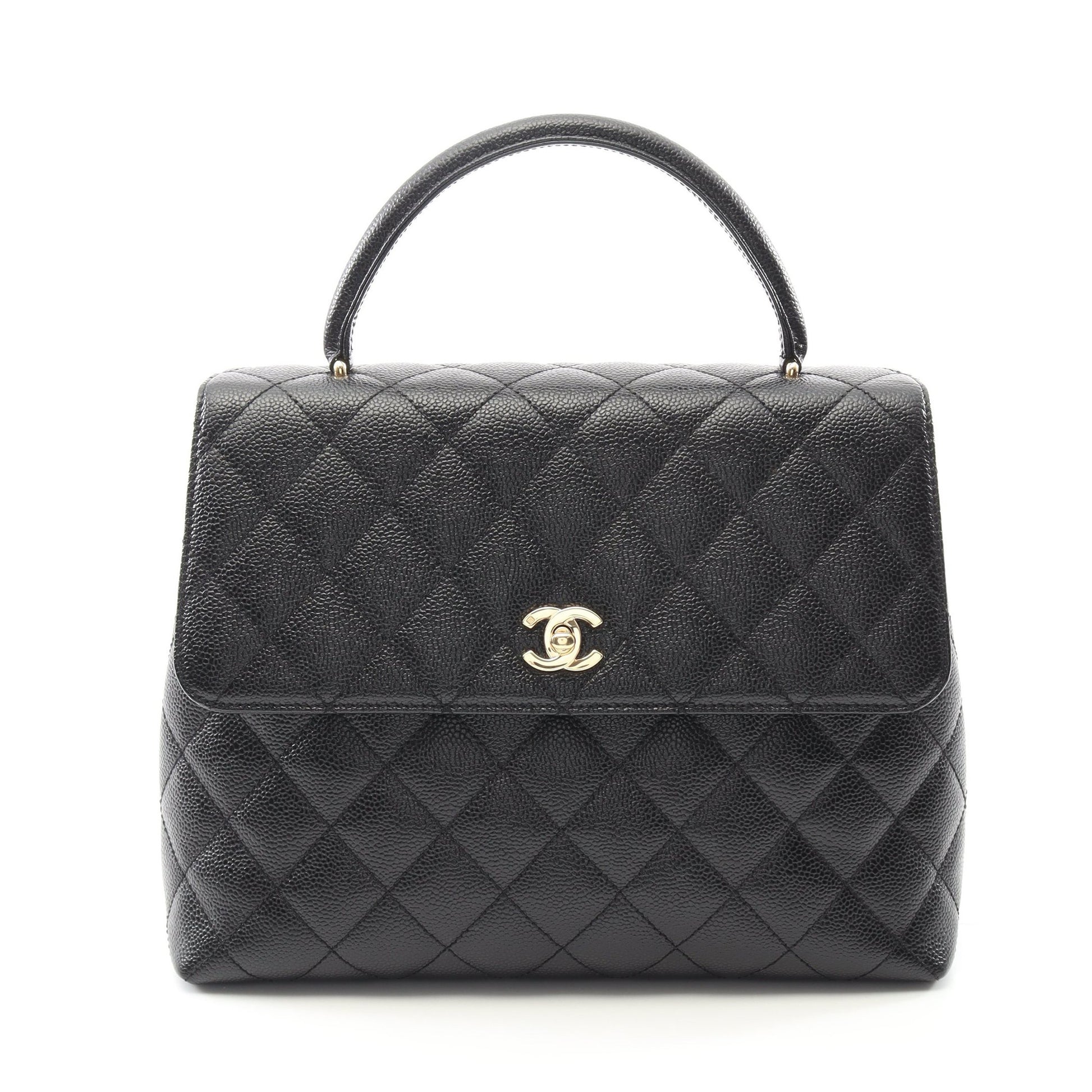 マトラッセ ハンドバッグ キャビアスキン ブラック ゴールド金具 シャネル バッグ CHANEL