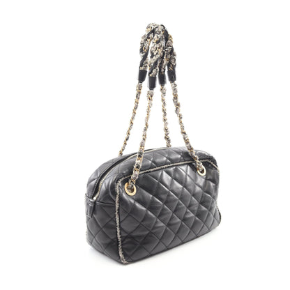 マトラッセ チェーンショルダーバッグ ラムスキン ブラック ゴールド金具 シャネル バッグ CHANEL
